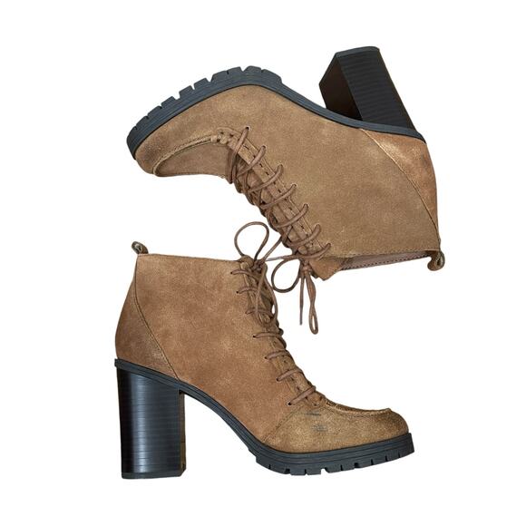 Circus by Sam Edelman Saddle Brown Suede Chunky Heel Bootie Size 8 - Picture 10 of 13